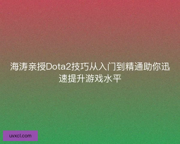 海涛亲授Dota2技巧从入门到精通助你迅速提升游戏水平